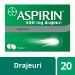Aspirin 500 mg, 20 dragees, Bayer