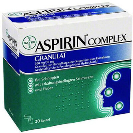 Aspirinecomplex, 500 mg/30 mg, 10 zakjes, Bayer