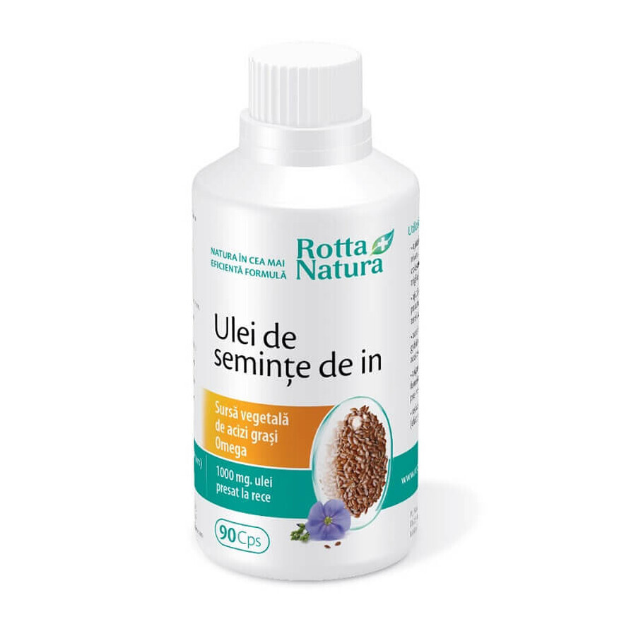 Huile de graines de lin, 90 capsules, Rotta Natura