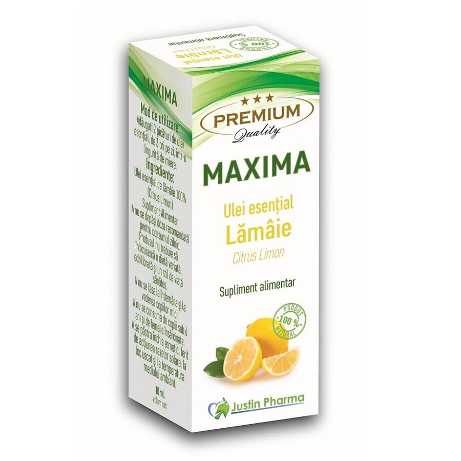 Maxima Olio essenziale di limone, 10 ml, Justin Pharma