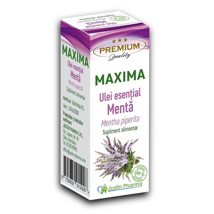 Etherische olie van Mint Maxima, 10 ml, Justin Pharma