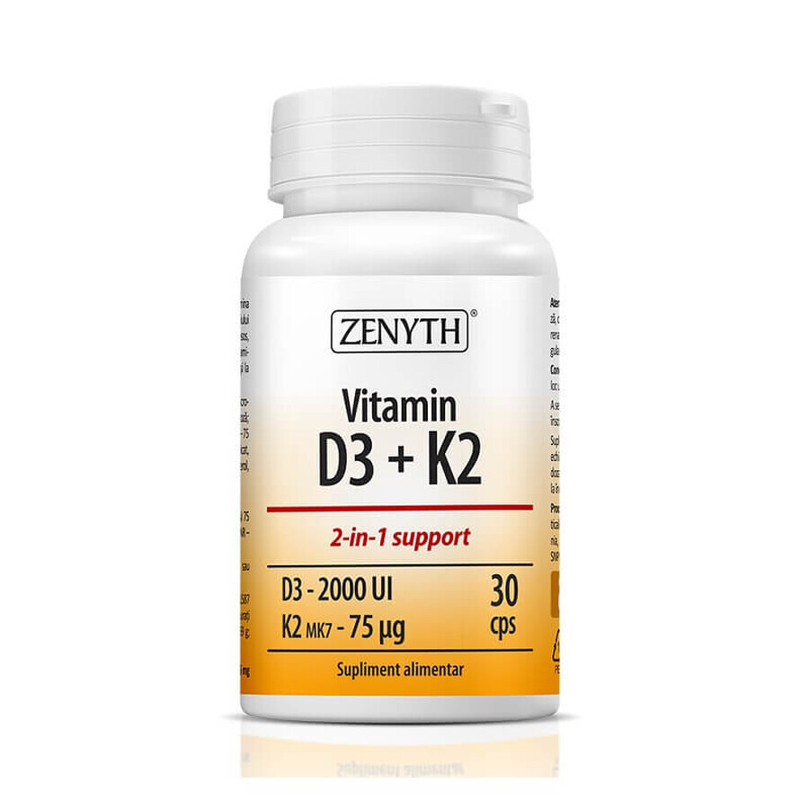 Vitamin D3 + K2, 30 capsule, Zenyth