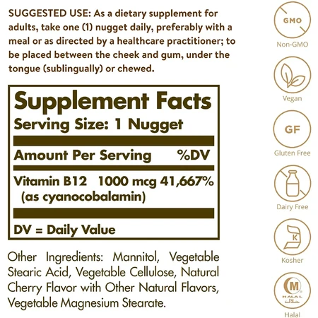 Vitamin B12 1000 mcg, 100 tablet, Solgar