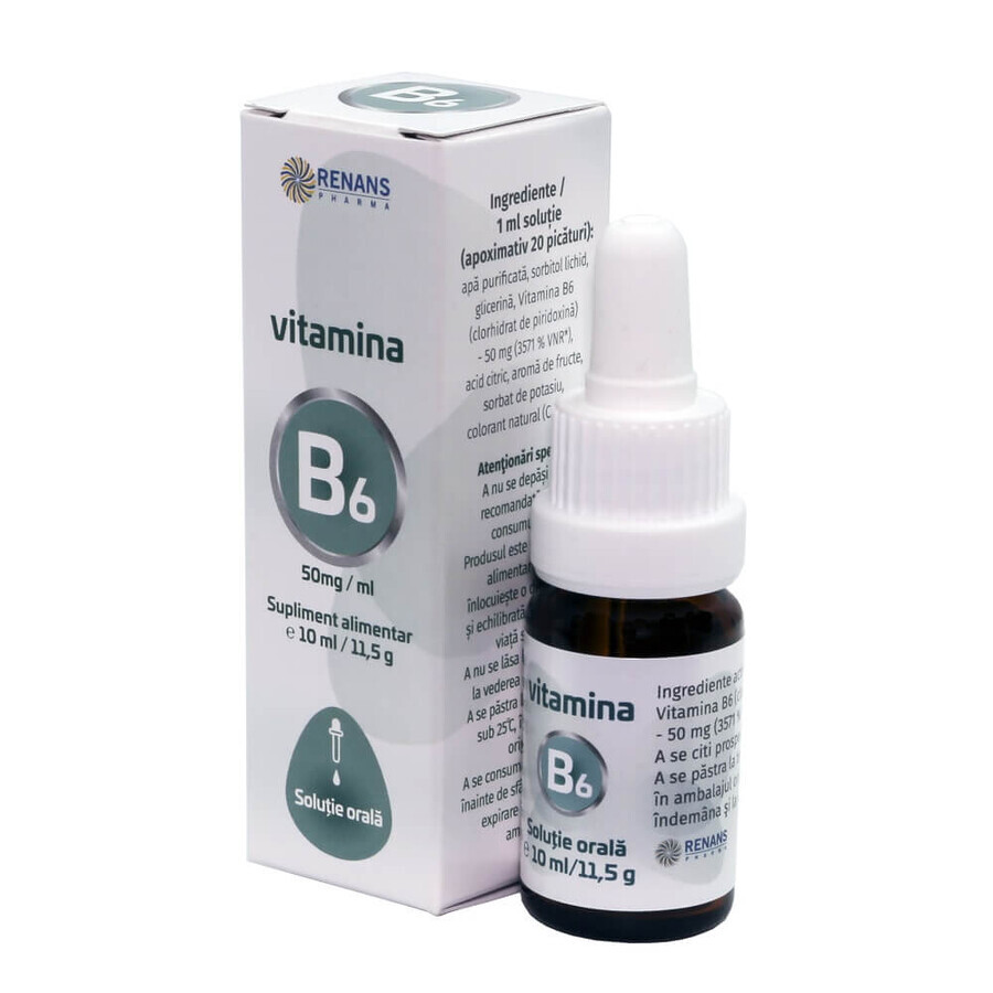 Vitamin B6 (50mg/ml) oral solution, 10 ml, Renans