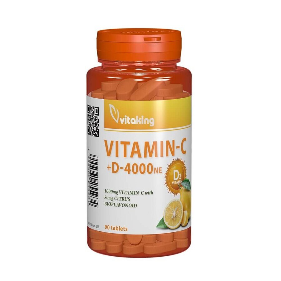 Vitamine C + D avec bioflavonoïdes, 90 comprimés, Vitaking