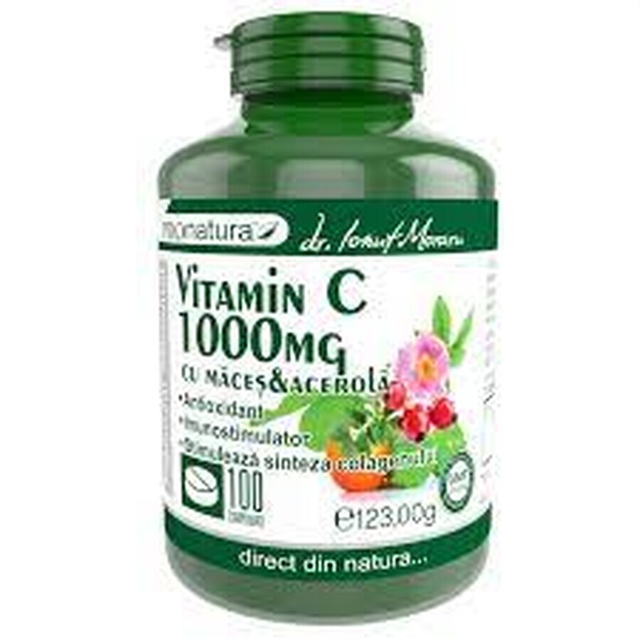 Vitamina C 1000 mg Limone con Rosa canina e Acerola, 100 compresse, Pro Natura