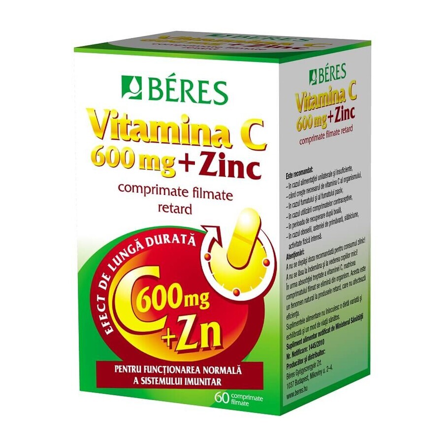 Vitamine C 600 mg + Zink, 60 tabletten, Beres Pharmaceuticals Co