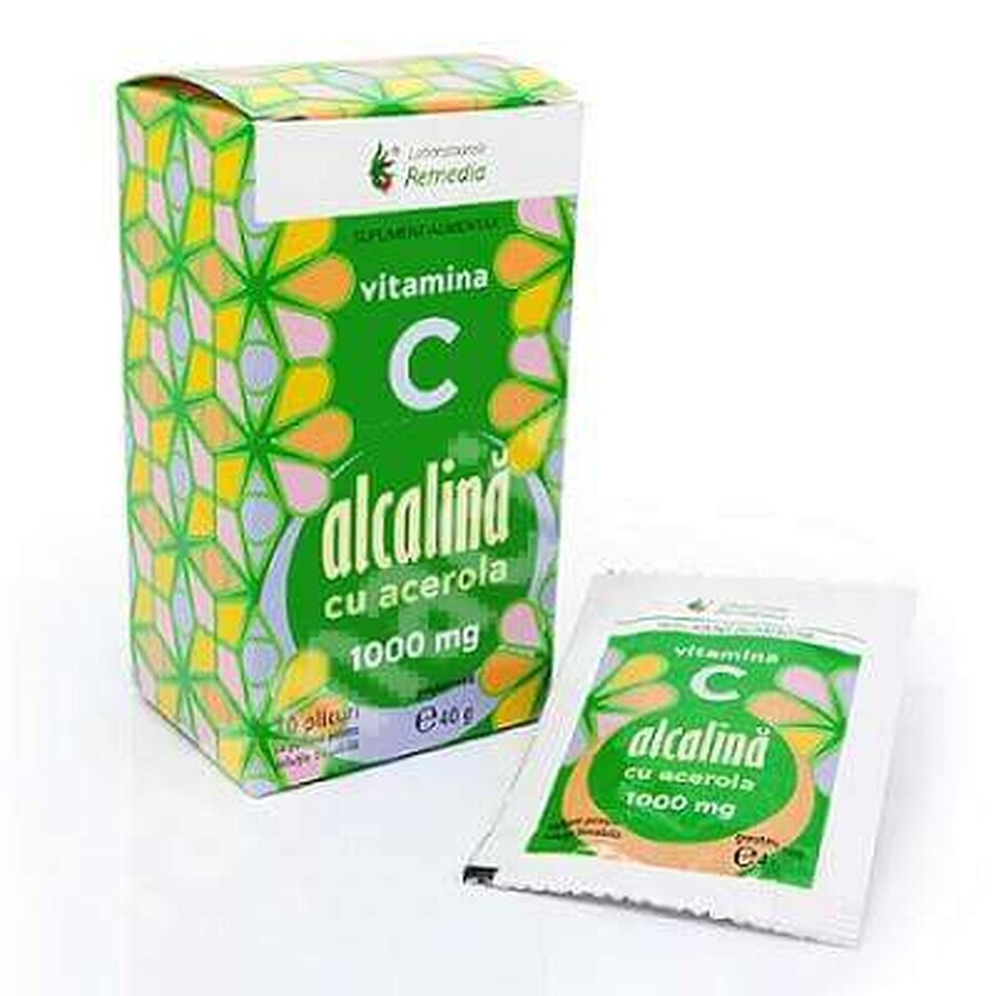 Vitamin C alkaline with acerola 1000 mg, 10 sachets, Remedia