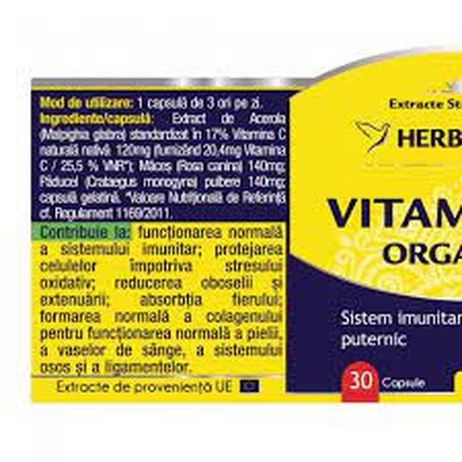 Vitamina C Organică, 120 capsule, Herbagetica