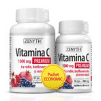 Vitamina C Premium cu rodie, bioflavonoide si resveratrol 1000 mg, 60+30 capsule, Zenyth