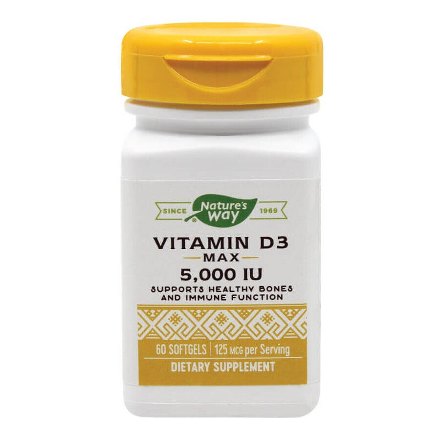 Vitamin D3 5000 IU Nature's Way, 60 capsules, Secom