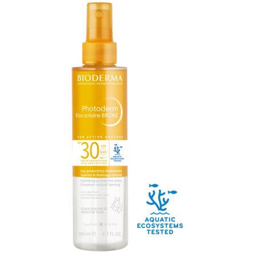 Apa cu protectie solara SPF 30 pentru piele sensibila Photoderm Bronz, 200 ml, Bioderma