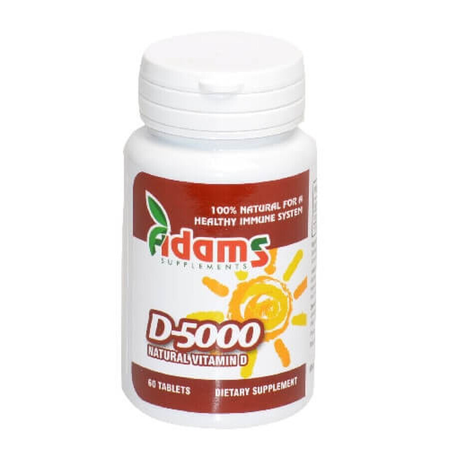 Vitamine D-5000, 60 tabletten, Adams Vision