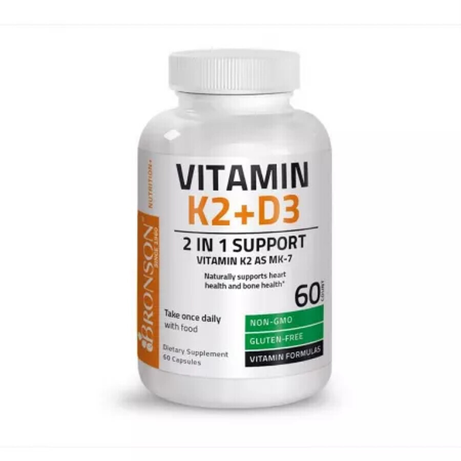 Vitamin K2 90 mcg + Vitamin D3 5000 IU, 60 Kapseln, Bronson Laboratories