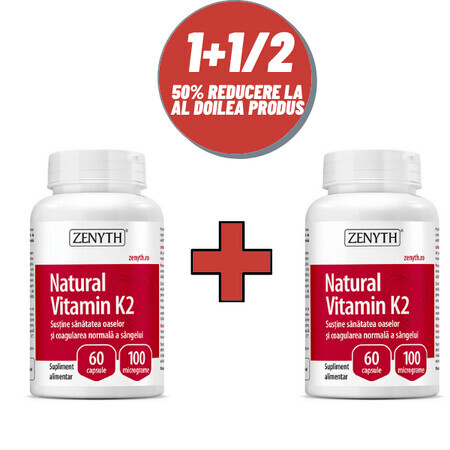 Vitamine K2, 60 + 60 capsules, Zenyth (50% korting op het tweede product)