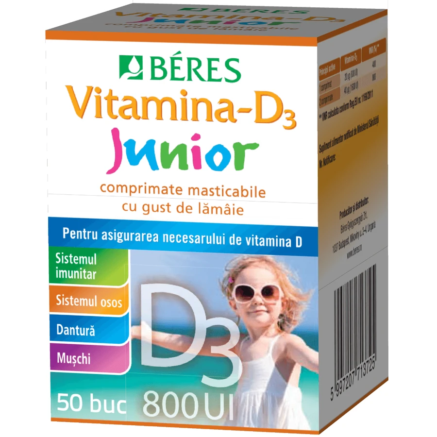 Vitamin-D3 Junior 800 IU, 50 chewable tablets, Beres