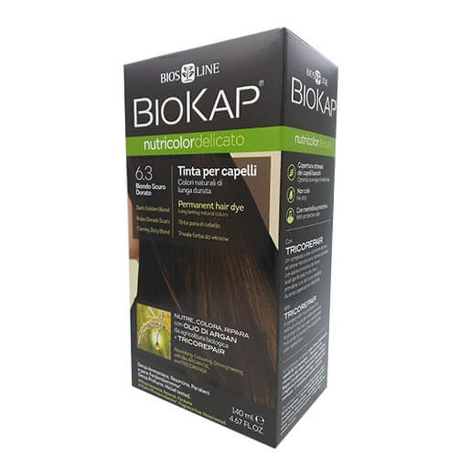 Nutricolor Delicato permanent hair dye, Nunața Dark Golden Blond 6.3, 140 ml, Biokap