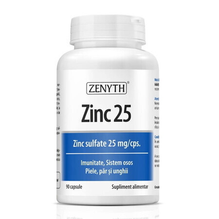 Zink 25 zinksulfaat 25 mg/cps, 90 capsules, Zenyth