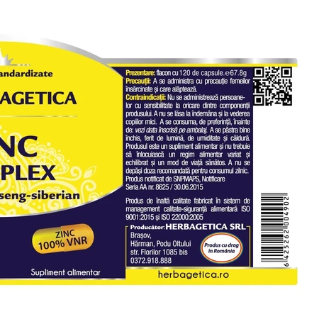 Zink-Komplex, 120 Kapseln, Herbagetica