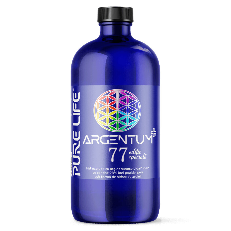 ARGENTUM+ speciale editie 77ppm, Ionisch Colloïdaal Zilver, 480ml, Pure Life