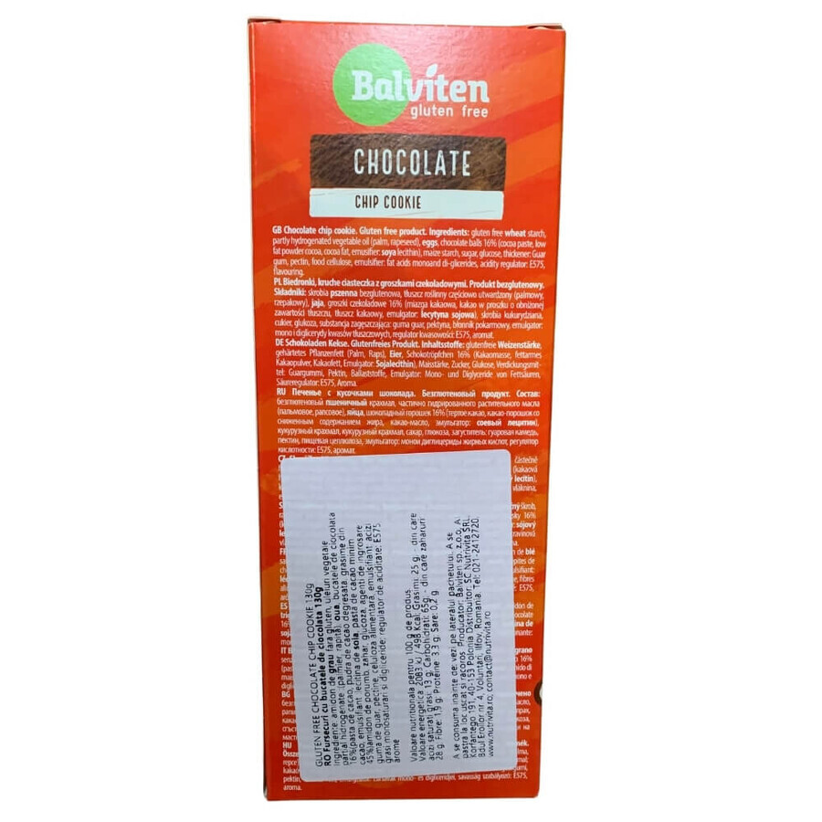 Glutenvrije koekjes met chocolade, 130 g, Balviten