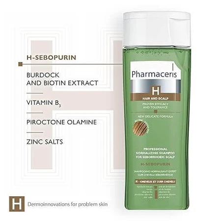 Pharmaceris H Sebopurin, shampooing normalisant spécialisé, peaux séborrhéiques sujettes aux irritations, 250 ml