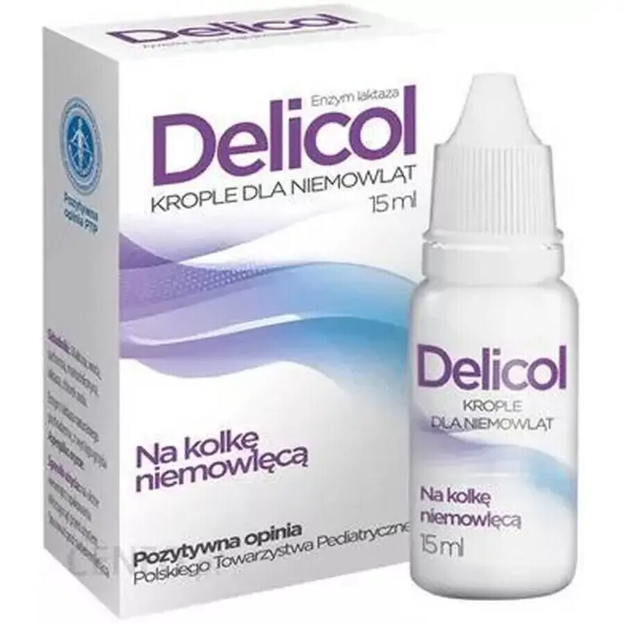 Delicol: lactase-enzym, koliekdruppels voor baby's, 15 ml