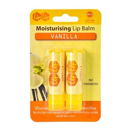 Lip balm with SPF 15 with vanilla flavour, 2 pieces, Karaver