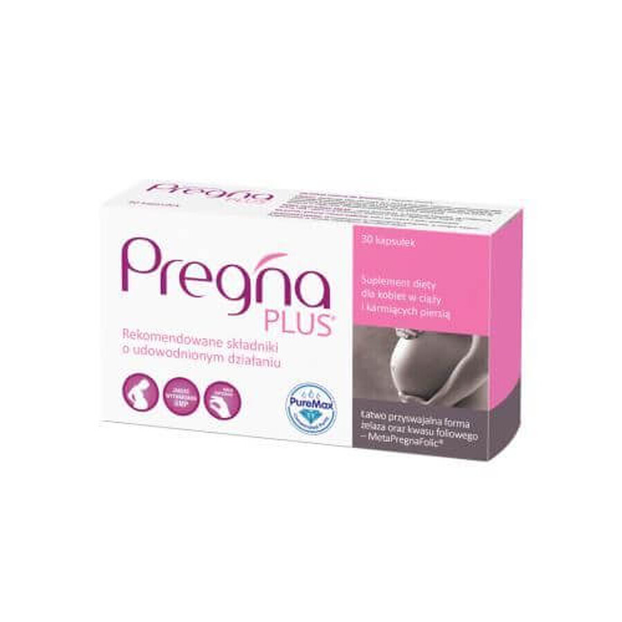 Pregna Plus, voor zwangere vrouwen en vrouwen die borstvoeding geven, 30 capsules