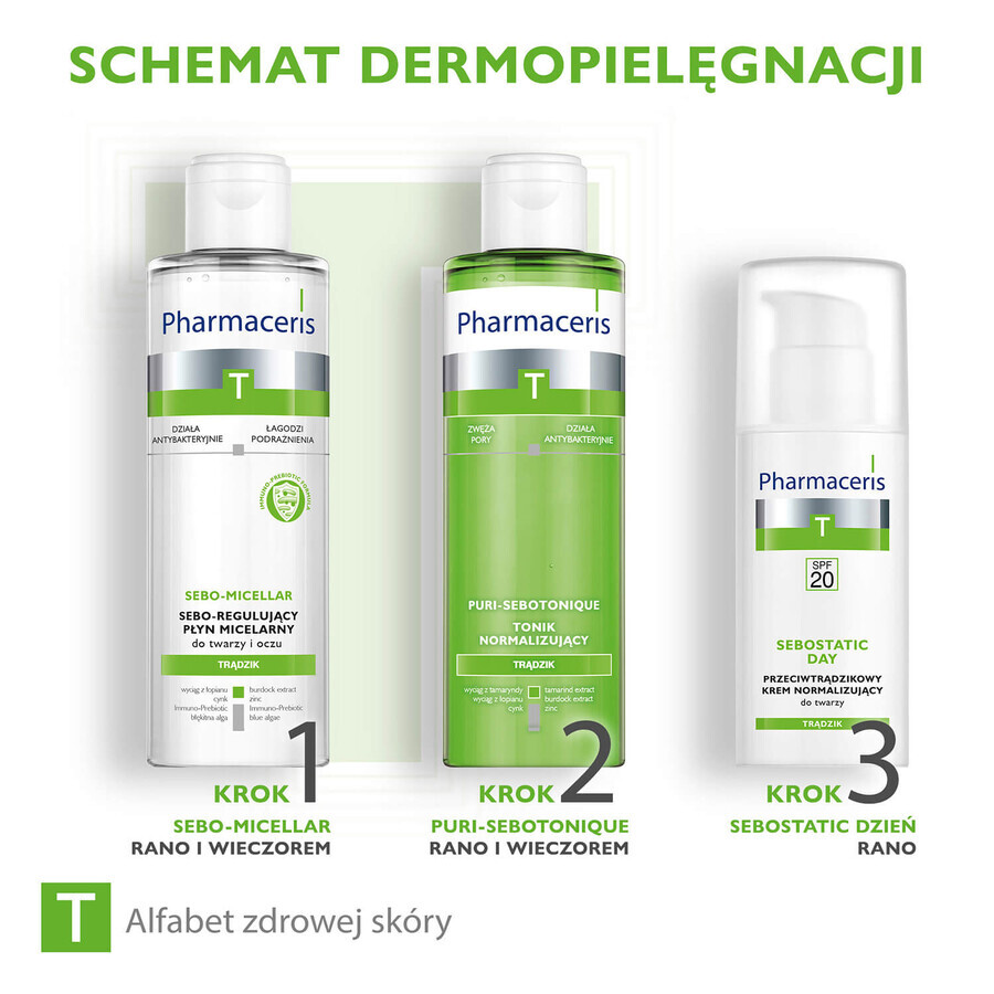 Pharmaceris T Sebostatic Day, anti-acne normaliserende gezichtscrème voor de dag, SPF 20, 50 ml