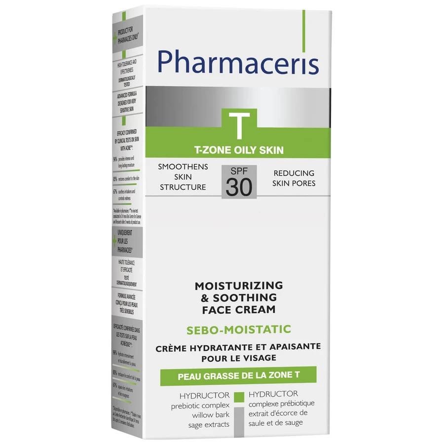 Pharmaceris T Sebo-Moistatic, crema viso idratante e lenitiva, SPF 30, 50 ml