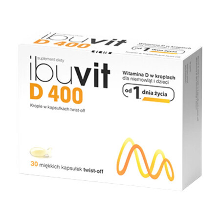 Ibuvit D 400, vitamine D voor zuigelingen en kinderen, 30 twist-off capsules