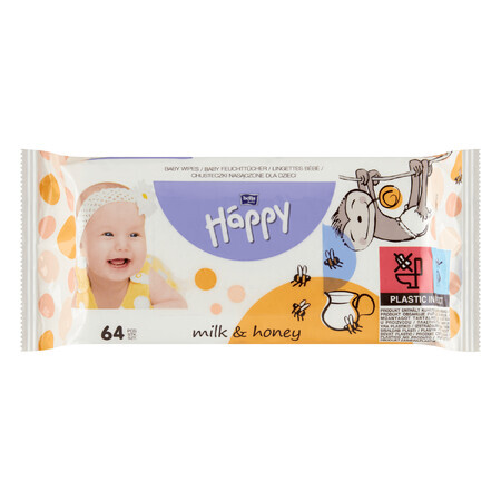 Chicco Umido di Bella Baby Happy con Miele e Latte, Confezione da 64 Pezzi