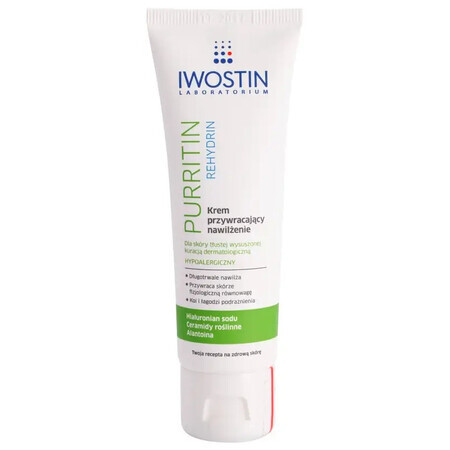 Iwostin Purritin Rehydrin, Cremă hidratantă reparatoare, piele uscată de tratamente dermatologice, 40 ml