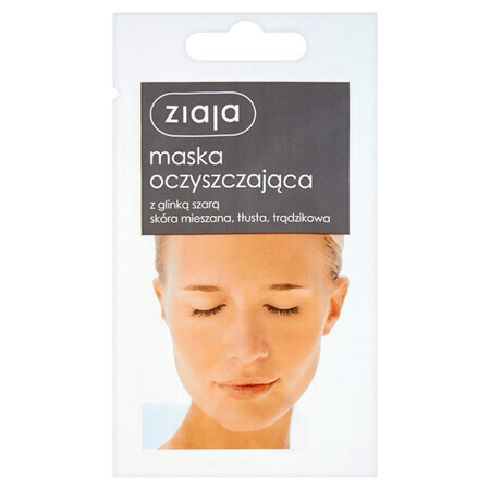 Ziaja, Maschera Purificante con Argilla Grigia, per Pelli Miste, Grasse e Acneeiche, 7ml