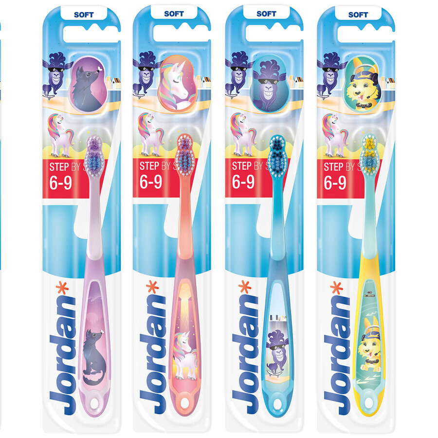 Jordan, brosse à dents pour enfants, Step by Step 6-9 ans, souple, 1 pièce