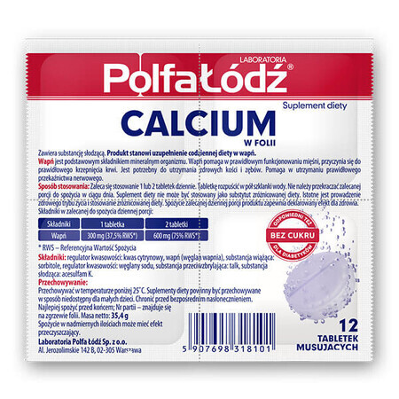 Laboratoria PolfaŁódź Calcium în film, 12 comprimate efervescente