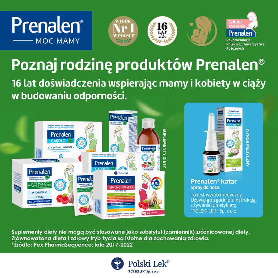 Prenalen Gardło, met propolis en vitamine C, 16 zuigtabletten