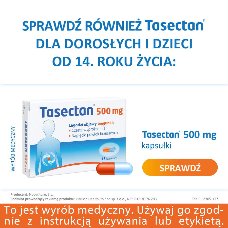 Tasectan 250 mg, pulbere pentru utilizare la copii, 20 plicuri