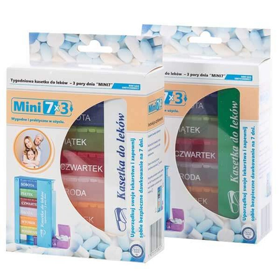 El-Comp Mini 7, cassette hebdomadaire de médicaments, 3 compartiments