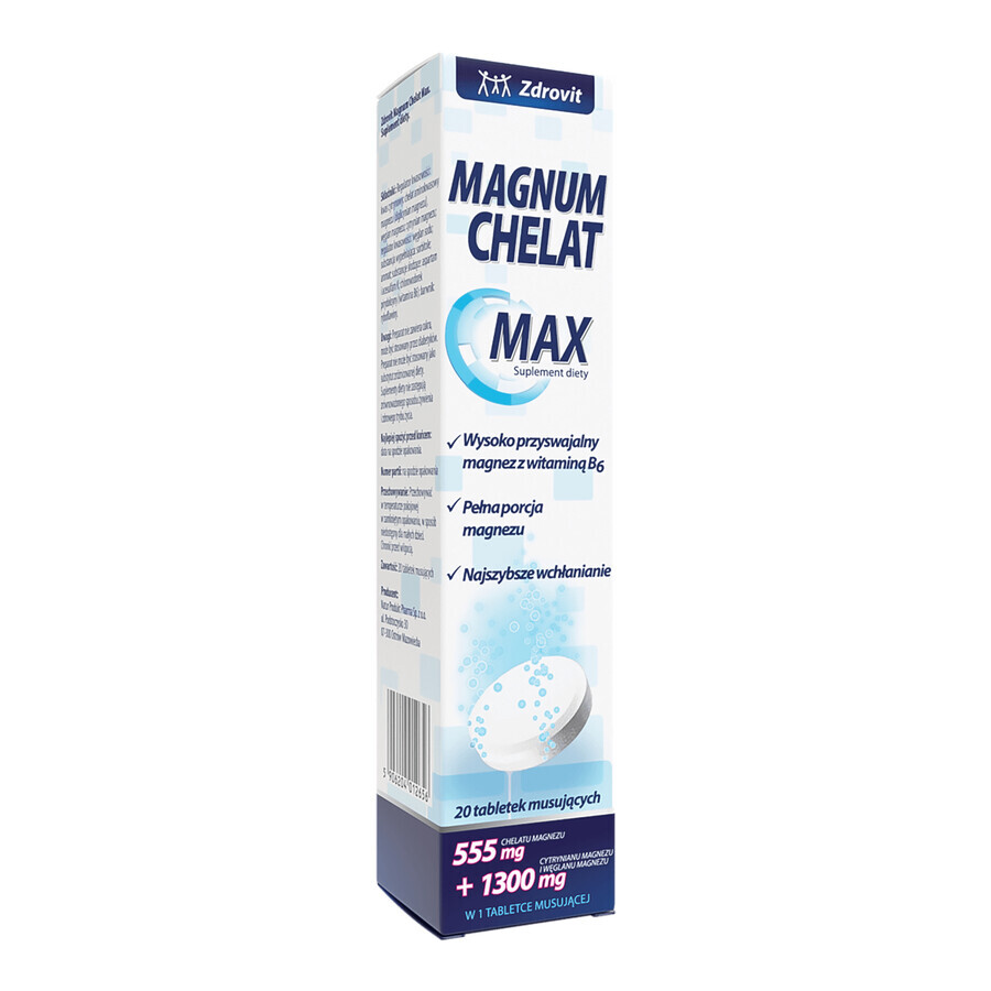 Crushed Magnum Chelat Max, 20 effervescent tablets