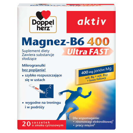 Doppelherz Aktiv Magnesium-B6 Ultra Fast 20 Beutel