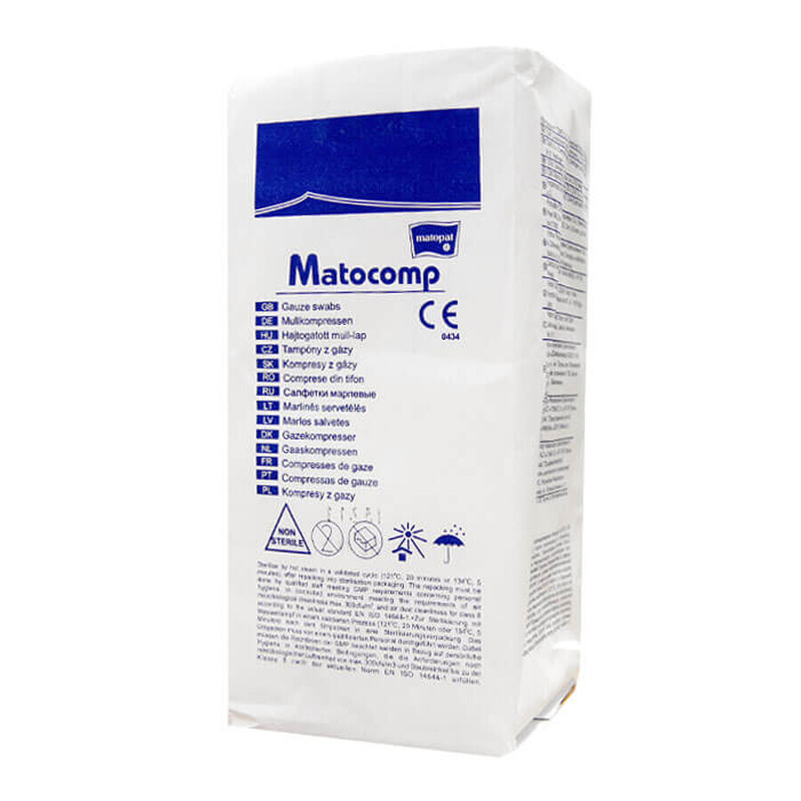 Matocomp Matocomp Matocomp Non-Sterile Gauze Pads 17 Threads 12 Layers 7.5cm x 7.5cm 100 Pieces