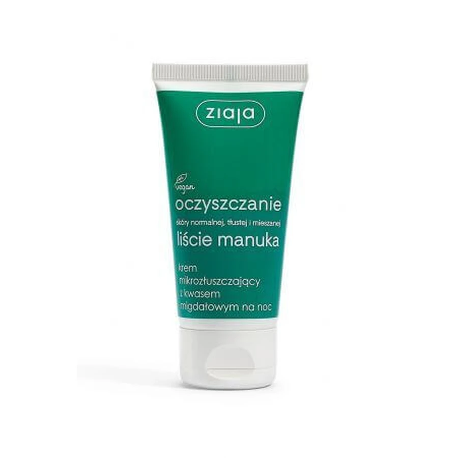 Ziaja Manuka Leaves, crème micro-exfoliante à l'acide d'amande, nuit, 50 ml
