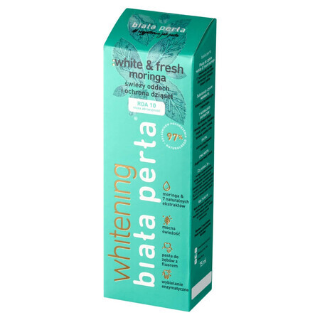 White Pearl Whitening, pastă de dinți de albire, White & Fresh Moringa, 75 ml