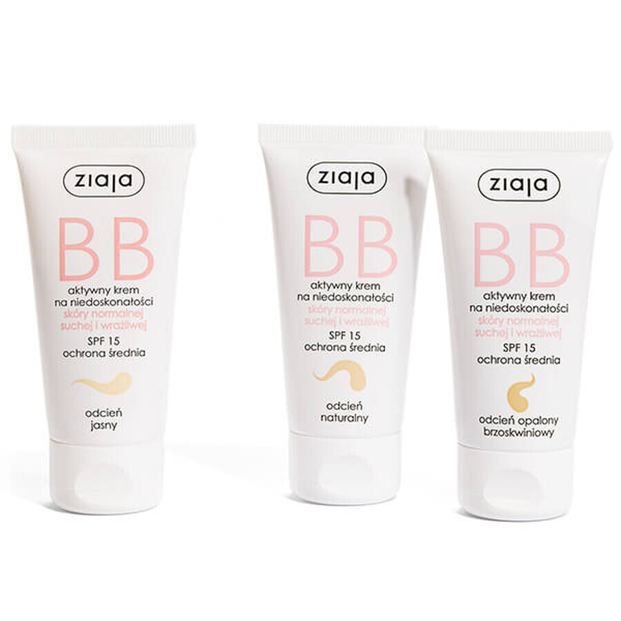 Ziaja BB, actieve crème voor imperfecties, normale, droge en gevoelige huid, natuurlijke tint, 50 ml