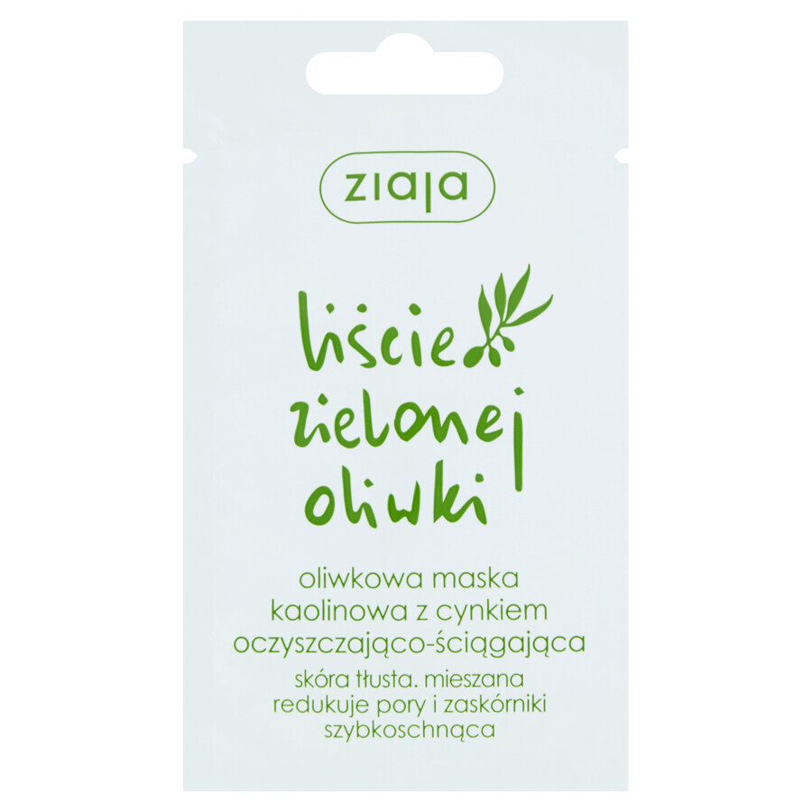 Ziaja Green Olive Leaves, masque kaolin au zinc, nettoyant et astringent, 7 ml