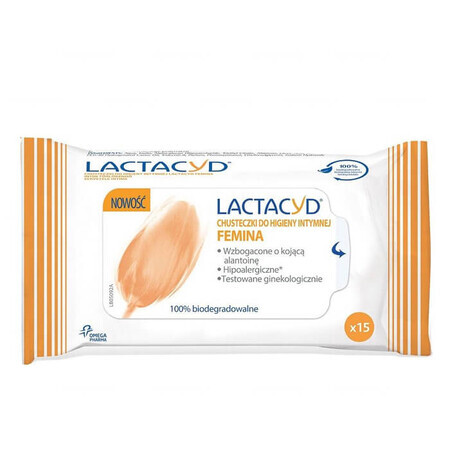 Lactacyd Femina, intieme hygiënedoekjes, 15 stuks