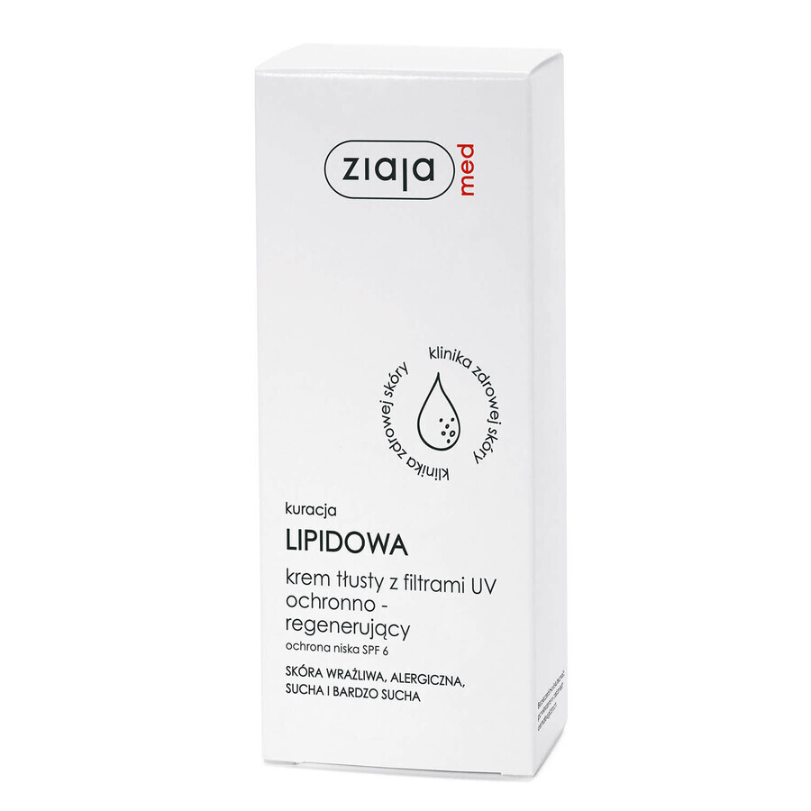 Ziaja Med Lipid Treatment, Cremă grasă cu filtre UV, protectoare și regenerantă, 50 ml