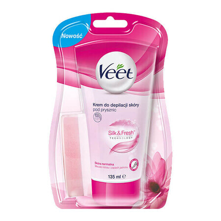 Veet Silk&amp;Fresh, douche-ontharingscrème, normale huid, lotusbloem, 135 ml